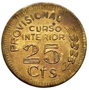 25 Centimos Lora del Rio, Spain, 1936 reverse image