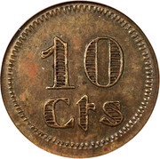 10 Centimos Puebla de Cazalla, Spain, 1936 reverse image