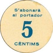 5 Céntimos Bràfim, Spain, 1937 reverse image