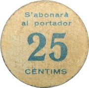 25 Céntimos Bràfim, Spain, 1937 reverse image