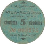 5 Céntimos Vila-rodona obverse image