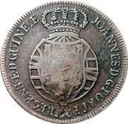 4 Macutas - Pedro V Countermark CROWNED SHIELD over "2 Macutas, João Prince", Angola, 1853 reverse image