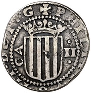 2 Reales - Philipus III with beaded circle, Spain, 1651 reverse image