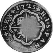 200 Réis - Carlos I Countermark SHIELD over "2 Reales/Spain" reverse image