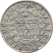 6 Macutas - Maria I, Angola, 1789-1796 reverse image