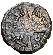 Dinero - Felipe III Barcelona, B countermark, Spain, 1605 reverse image