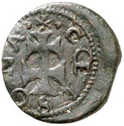 Dinero Solsona,patriarchal cross, Spain, 1641-1651 reverse image