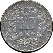 8 Macutas - Maria I, Angola, 1789-1796 reverse image