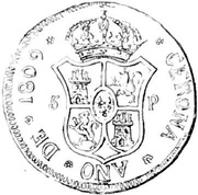5 Pesetas - Fernando VII Gerona, Spain, 1809 reverse image