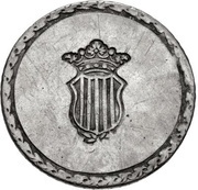 5 Pesetas Tarragona, raised points, Spain, 1809 reverse image