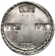 5 Pesetas Tarragona, curved crown, Spain, 1809 obverse image