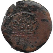 2 Deniers - Carolus I Ibiza mint; head right, Spain, 1521-1523 reverse image