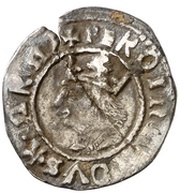 ½ Real - Ferdinandus II blackletter; angles in reverse obverse image