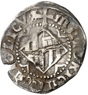 ½ Real - Ferdinandus II blackletter; angles in reverse, Spain, 1508-1516 reverse image