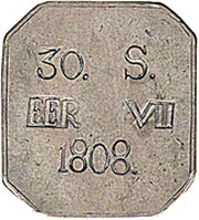 30 Sous octagonal, Spain, 1808 reverse image