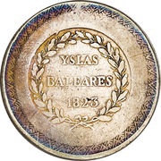 5 Pesetas, Spain, 1823 reverse image