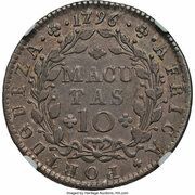 10 Macutas - Maria I, Angola, 1796 reverse image