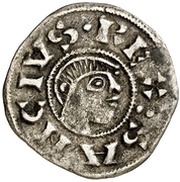 Dinero - Sancho V primitive bust to right, Spain, 1063-1094 reverse image