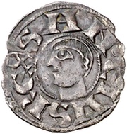 Dinero - Sancho V elegant bust to left, Spain, 1063-1094 reverse image