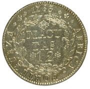 12 Macutas - Maria I and Pedro III, Angola, 1783 reverse image