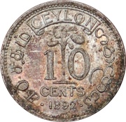 10 Cents - Victoria, Sri Lanka, 1892-1900 reverse image