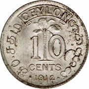 10 Cents - George V, Sri Lanka, 1911-1917 reverse image