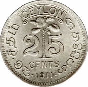 25 Cents - George V, Sri Lanka, 1911-1917 reverse image