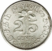 25 Cents - George V, Sri Lanka, 1919-1926 reverse image