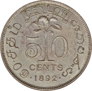 50 Cents - Victoria, Sri Lanka, 1892-1900 reverse image