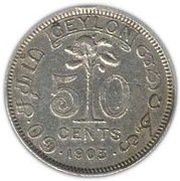 50 Cents - Edward VII, Sri Lanka, 1902-1910 reverse image