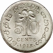 50 Cents - George V, Sri Lanka, 1913-1917 reverse image
