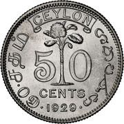 50 Cents - George V, Sri Lanka, 1919-1929 reverse image