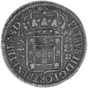 640 Réis - Carlos I Countermark SHIELD over "640 Réis, Brazil" obverse image