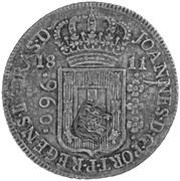 960 Réis - Carlos I Countermark SHIELD over "960 Réis, Brazil" obverse image