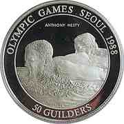 50 Guilders Olympics 1998 / Anthony Nesty, Suriname, 1988 reverse image