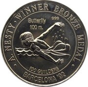 100 Guilders Anthony Nesty - 100m reverse image