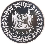 100 Guilders Anthony Nesty; 200m; Silver Proof issue obverse image