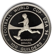 100 Guilders World Cup; Winner Brazil reverse image