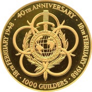 1000 Guilders 43rd CISM General Assembly, Suriname, 1988 reverse image