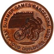 1000 Guilders Olympics 1992; Cupronickel, Suriname, 1992 reverse image