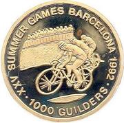 1000 Guilders Olympics 1992 - Gold, Suriname, 1992 reverse image