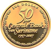 500 Dollar 50th Anniversary Central Bank reverse image