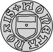 1 Hvid - Christian I Visby; ram walking left with flag obverse image