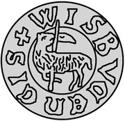 1 Hvid - Christian I Visby; ram walking left with flag, Sweden, 1455-1481 reverse image