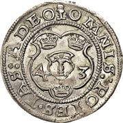 2 Öre - Gustav Vasa Svartsjö mint; bust type I, Sweden, 1541-1544 reverse image