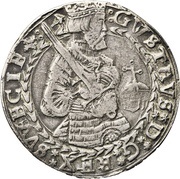 1 Mark "Dalermark" - Gustav Vasa Svartsjö mint; bust type II obverse image