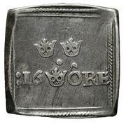 16 Öre "Klippingar" - Gustav Vasa Square type; Åbo mint reverse image