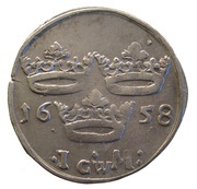 1 Mark - Karl X Gustav Type II, Sweden, 1654-1658 reverse image