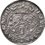 2 Mark - Gustav II Adolf Laureate head - Type I, Sweden, 1615-1617 reverse image