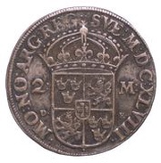 2 Mark - Kristina Type III, Sweden, 1647-1649 reverse image